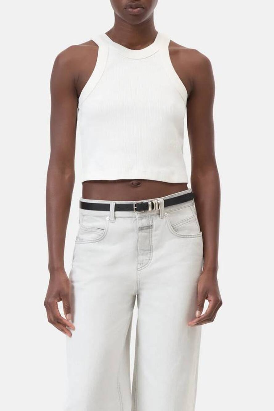 CLOSED	Cropped Racer Tank in Ivory M NWT Clean Girl Minimalist Elevated Basics